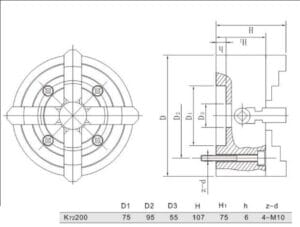 Independent four-jaw chuck 200mm