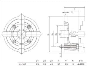 Independent four-jaw chuck 160mm