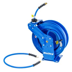 Air hose reel, dual arm, automatic
