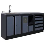 werkbank, gereedschapskast, werkplaatsstoel